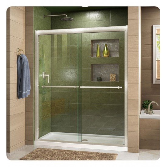DreamLine DL-695 Duet Frameless Bypass Sliding Shower Door and Single Threshold Shower Base