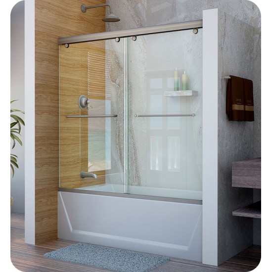 DreamLine DL-6997-01CL Charisma 56 to 60 Frameless Bypass Sliding Tub Door and QWALL-Tub Backwall Kit