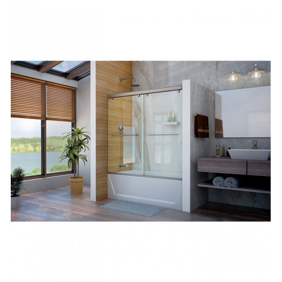 DreamLine DL-6997-01CL Charisma 56 to 60 Frameless Bypass Sliding Tub Door and QWALL-Tub Backwall Kit