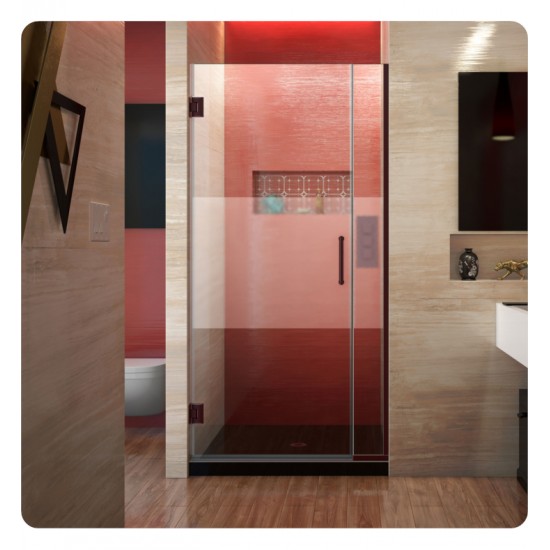 DreamLine SHDR-2407210-HFR Unidoor Plus W 29" to 36 1/2" x H 72" Hinged Shower Door, Half Frosted Glass Door