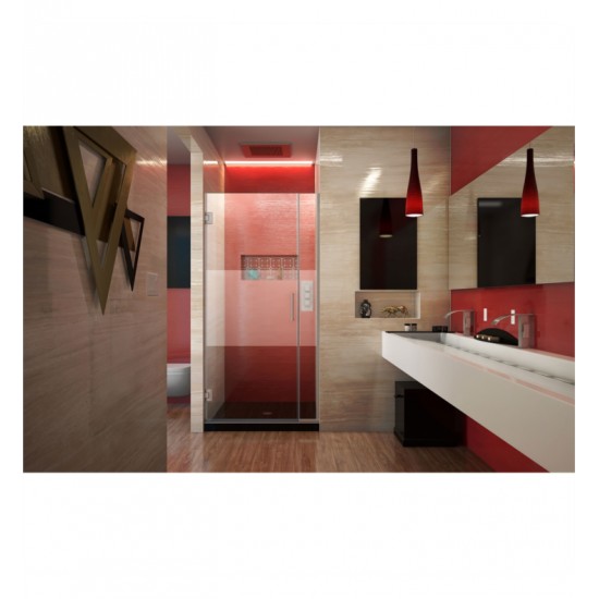 DreamLine SHDR-2407210-HFR Unidoor Plus W 29" to 36 1/2" x H 72" Hinged Shower Door, Half Frosted Glass Door