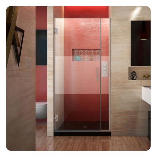 DreamLine SHDR-2407210-HFR Unidoor Plus W 37" to 44 1/2" x H 72" Hinged Shower Door, Half Frosted Glass Door