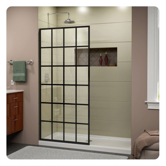 DreamLine SHDR-3234721 French Linea Toulon Frameless Shower Door 34 in. x 72 in. Open Entry Design. Satin Black Finish