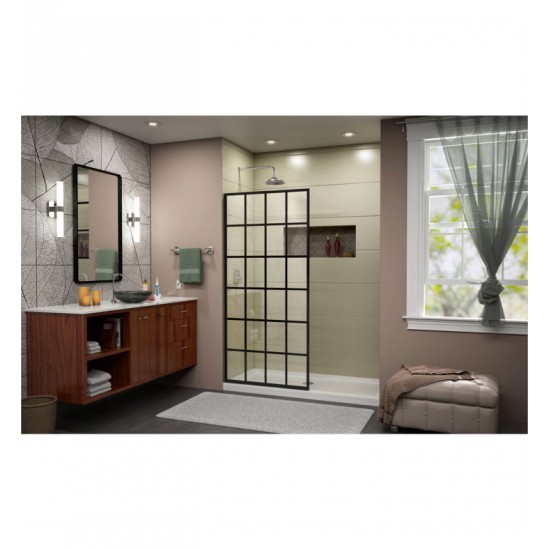 DreamLine SHDR-3234721 French Linea Toulon Frameless Shower Door 34 in. x 72 in. Open Entry Design. Satin Black Finish