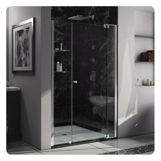 DreamLine SHDR-42 Allure 50 to 60 in Frameless Pivot Shower Door, Clear Glass Door