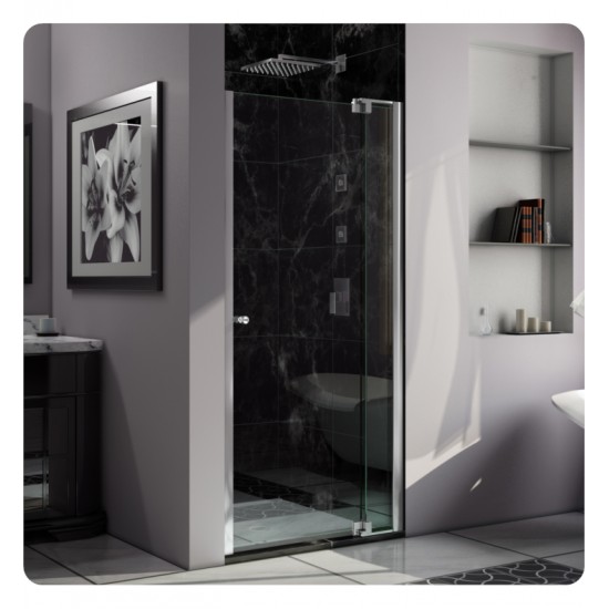 DreamLine SHDR-423 Allure 30 to 40 in Frameless Pivot Shower Door, Clear Glass Door