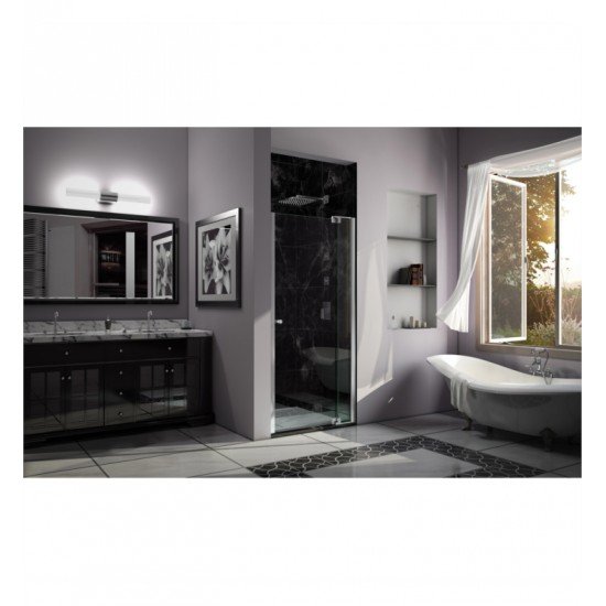 DreamLine SHDR-424-01 Allure 40 to 50 in Frameless Pivot Shower Door, Clear Glass Door