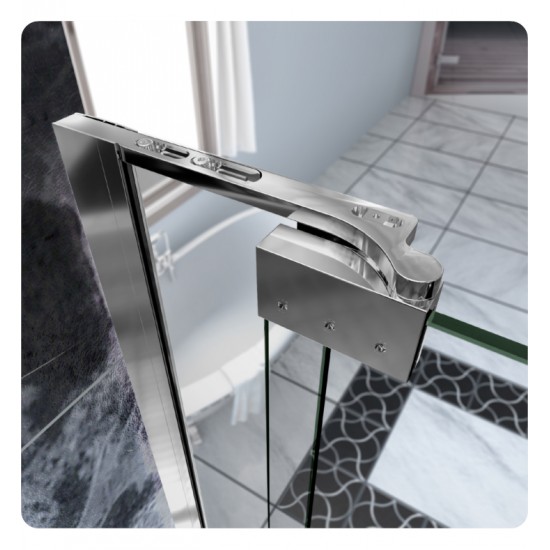 DreamLine SHDR-423 Allure 30 to 40 in Frameless Pivot Shower Door, Clear Glass Door