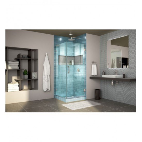 DreamLine SHEN-2330301 Unidoor Lux 30 3/8" Fully Frameless Hinged Shower Enclosure with L-Bar