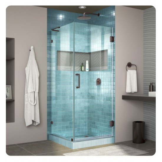 DreamLine SHEN-2330301 Unidoor Lux 30 3/8" Fully Frameless Hinged Shower Enclosure with L-Bar
