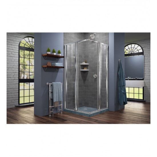 DreamLine SHEN-8134340-01 Cornerview 34 1/2 in. by 34 1/2 in. Framed Sliding Shower Enclosure