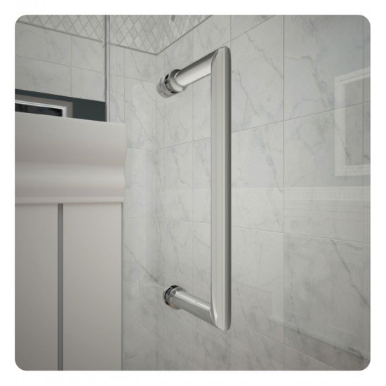 DreamLine SHEN- Unidoor Plus W 53" to 60" x D 30 3/8" to 34 3/8" x H 72" Hinged Shower Enclosure with Clear Glass