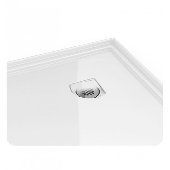 Fleurco ALB Arc Acrylic Low Profile Corner Shower Base - Concealed Drain Model