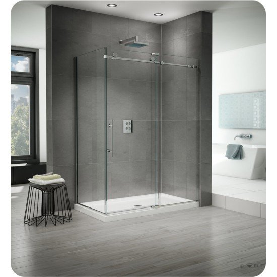Fleurco K2P69 Kinetik 2-Sided In-Line 72 Shower Door and Fixed Panel with Return Panel (Closes against Return Panel)