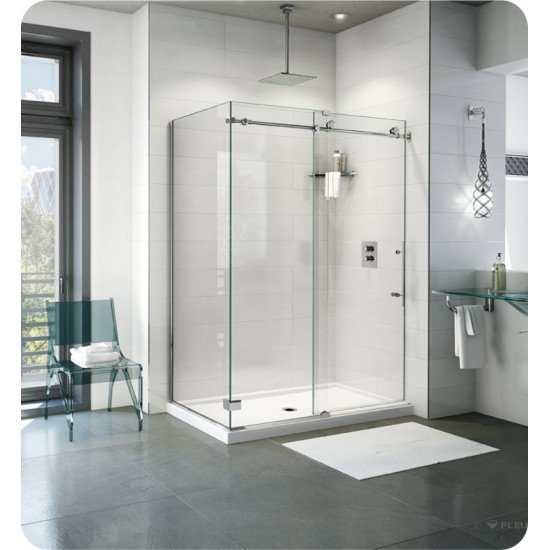 Fleurco K2W57 Kinetik 2-Sided In-Line 60 Shower Door and Fixed Panel with Return Panel (Closes Against Wall)