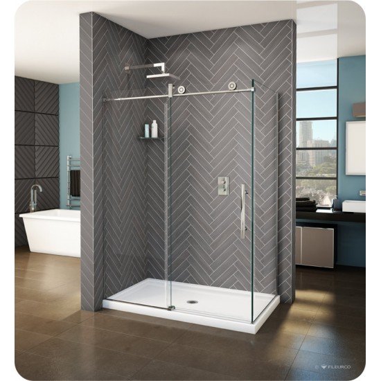 Fleurco KNPR69 KN Kinetik In-Line 72 Sliding Shower Door and Fixed Panel with Return Panel (Closes against return panel)