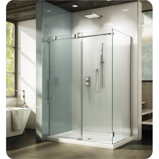 Fleurco KNWR45 KN Kinetik In-Line 48 Sliding Shower Door and Fixed Panel with Return Panel and Flush-pull Handle (Closes against Wall)