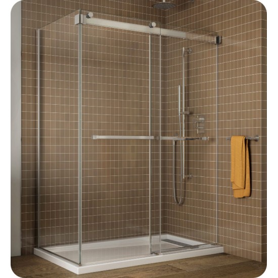 Fleurco NGU48 Gemini Frameless Bypass 48 Sliding Shower Doors with Return Panel