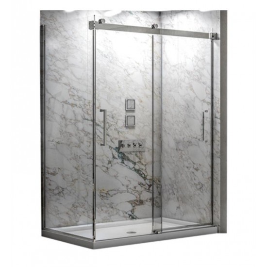 Fleurco NM248-40 Mercury 45" - 48" Frameless 2 Sided In-line Sliding Doors with Return Panel