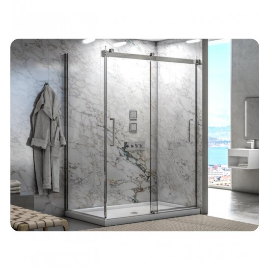 Fleurco NM272-40-79 Mercury 69" - 72" Frameless 2 Sided In-line Sliding Doors with Return Panel