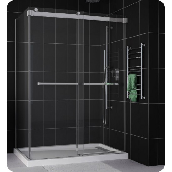 Fleurco NPU60 Gemini Plus Frameless Bypass 60 Sliding Shower Doors with Return Panel