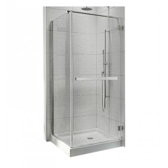 Fleurco PJC-40 Fleurco Pura Cube 30 3/16" - 30 9/16" Frameless Shower Door with Return Panel and Wall-Mount Hinges