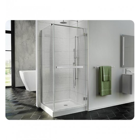 Fleurco PJC-40 Fleurco Pura Cube 30 3/16" - 30 9/16" Frameless Shower Door with Return Panel and Wall-Mount Hinges