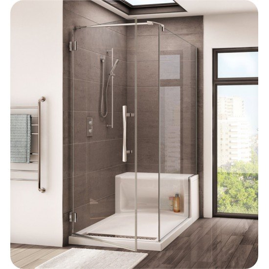 Fleurco PLAQ3660 Platinum Cube Shower Door with Return Panel and Wall Mount Hinges