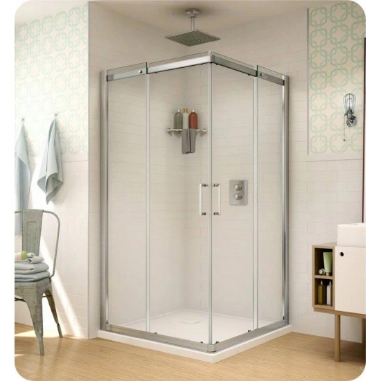 Fleurco STC4236-40 Apollo Square 33" - 39 1/4" Semi-Frameless In-Line Corner Entry Sliding Door