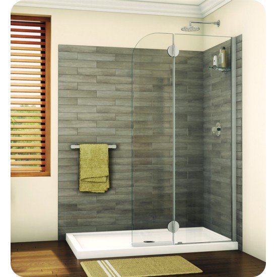 Fleurco VGSS24 Evolution Monaco Round Top Shower Shield with Fixed Panel and Glass Shelf Support