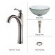 Kraus C-GV-101-14-12MM-1005SN Clear 14" Round Single Bowl Vessel Bathroom Sink with Riviera Faucet