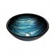 Kraus C-GV-399-19MM-10 Nature 17" Ladon Glass Round Single Bowl Vessel Bathroom Sink with Waterfall Faucet