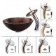 Kraus C-GV-580-12MM-10 Copper 17" Illusion Glass Round Single Bowl Vessel Bathroom Sink with Waterfall Faucet
