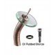 Kraus C-GV-650-19MM-10 Copper 17" Luna Glass Round Single Bowl Vessel Sink Waterfall Faucet