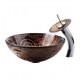 Kraus C-GV-650-19MM-10 Copper 17" Luna Glass Round Single Bowl Vessel Sink Waterfall Faucet