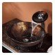 Kraus C-GV-684-12MM-10 Copper 17" Pluto Glass Round Single Bowl Vessel Sink with Waterfall Faucet