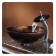 Kraus C-GV-684-12MM-10 Copper 17" Pluto Glass Round Single Bowl Vessel Sink with Waterfall Faucet