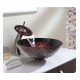 Kraus C-GV-710-12MM-10 Copper 17" Lava Glass Round Single Bowl Vessel Sink with Waterfall Faucet