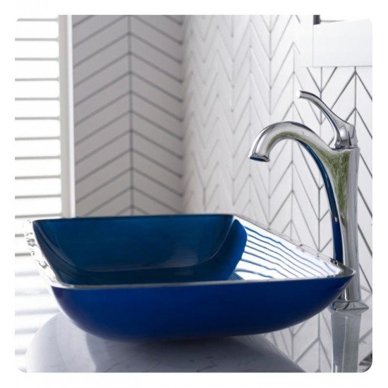 Kraus C-GVR-RE-1200 Elavo 13 7/8" Rectangle Bathroom Vessel Sink with Arlo Vessel Faucet and Pop-Up Drain