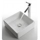 Kraus C-KCV-120-1002 White Ceramic 15" Square Single Bowl Vessel Bathroom Sink with Sheven Faucet