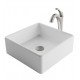 Kraus C-KCV-120-1200 Elavo 15" Square White Bathroom Vessel Sink with Arlo Vessel Faucet and Pop-up Drain