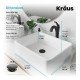 Kraus C-KCV-121-1200 Elavo 18 3/4" Rectangular White Bathroom Vessel Sink with Arlo Vessel Faucet and Pop-Up Drain