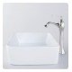 Kraus C-KCV-121-15000BN White Ceramic 18 3/4" Rectangular Single Bowl Vessel Bathroom Sink with Ventus Faucet