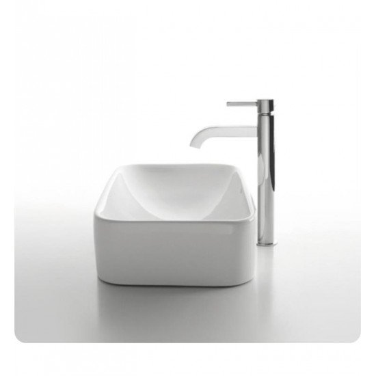 Kraus C-KCV-122-1007 White Ceramic 19 1/4" Rectangular Single Bowl Vessel Bathroom Sink with Ramus Faucet
