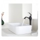 Kraus C-KCV-122-15000ORB White Ceramic 19 1/4" Rectangular Single Bowl Vessel Bathroom Sink with Ventus Faucet