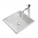 Kraus C-KCV-125-1007 White Ceramic 16" Square Single Bowl Vessel Bathroom Sink with Ramus Faucet