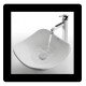 Kraus C-KCV-135-1007 White Ceramic 15 1/2" Round Tulip Single Bowl Vessel Bathroom Sink with Ramus Faucet