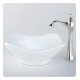 Kraus C-KCV-135-15000 White Ceramic 15 1/2" Round Tulip Single Bowl Vessel Bathroom Sink with Ventus Faucet