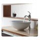 Kraus C-KCV-141-15000 White Ceramic 15 3/4" Round Single Bowl Vessel Bathroom Sink with Ventus Faucet