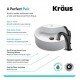 Kraus C-KCV-142-1201 Elavo 18 1/8" Round White Bathroom Vessel Sink with Arlo Vessel Faucet and Lift Rod Drain